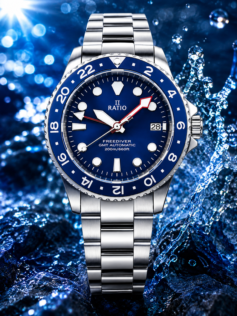Ratio FreeDiver GMT Series RTF053 Blue Dial Automatic 200M Men's Watch