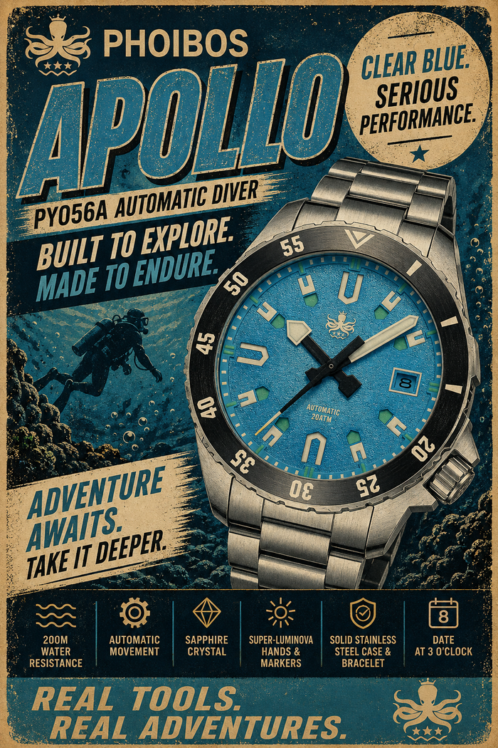 PHOIBOS Apollo PY056B – Blue – 200M Automatic Diver