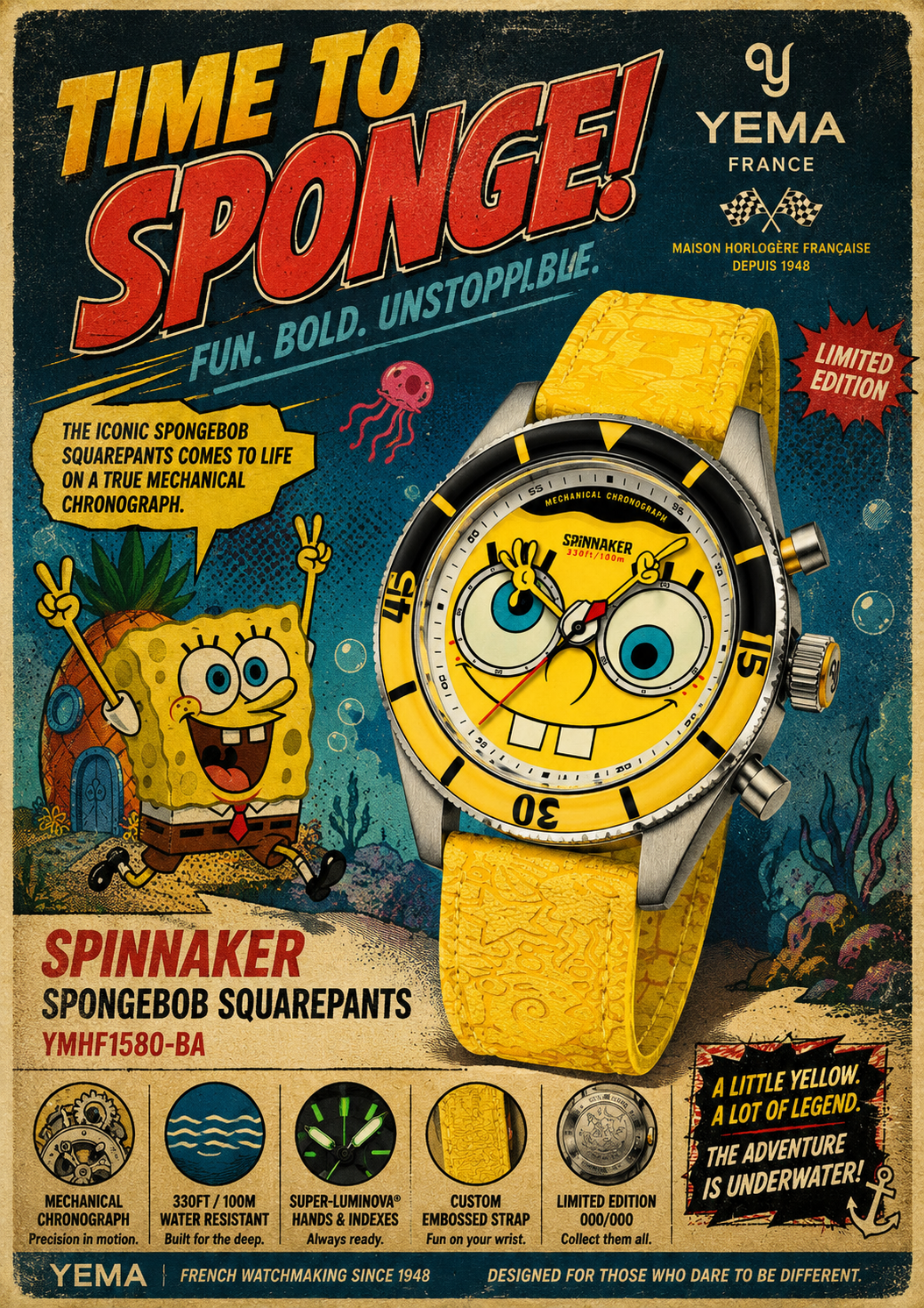 *NEW* Spinnaker Fleuss Mech Chrono SpongeBob SquarePants SP-5153-01 Ltd 376/500