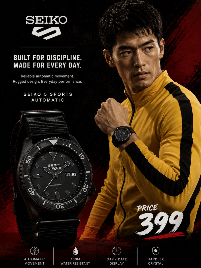 Seiko 5 Sports “Stealth Black” Automatic Diver Style
