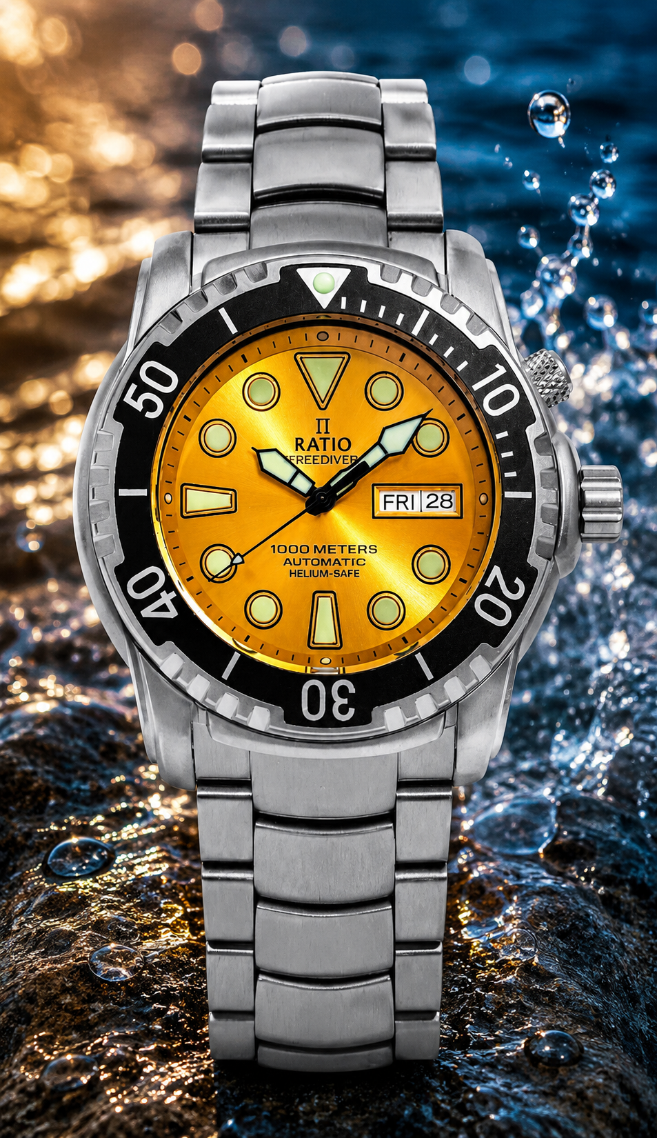 Ratio FreeDiver Helium-Safe 1000M Sapphire Automatic 1068HA96-34VA-YLW Men's Watch