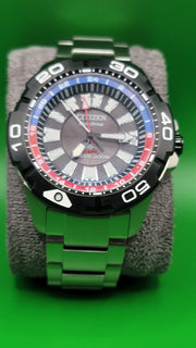 Citizen Promaster Eco-Drive GMT Diver B877-R012835 — commonly nicknamed the “Promaster GMT Pepsi.”