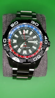 Citizen Promaster Eco-Drive GMT Diver B877-R012835 — commonly nicknamed the “Promaster GMT Pepsi.”