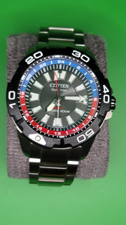 Citizen Promaster Eco-Drive GMT Diver B877-R012835 — commonly nicknamed the “Promaster GMT Pepsi.”