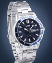 Lorus 42mm Quartz – Dark Blue Sunray Dial | Stainless Steel Bracelet | Day-Date